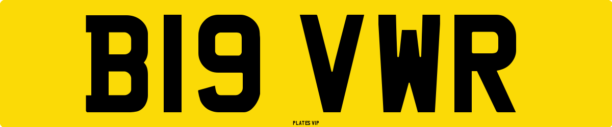 B19 VWR Number Plate