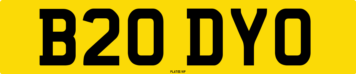 B20 DYO Number Plate
