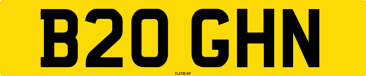 B20 GHN Number Plate