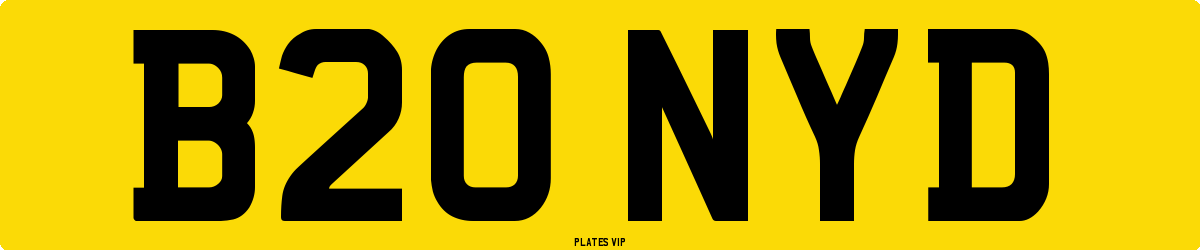 B20 NYD Number Plate