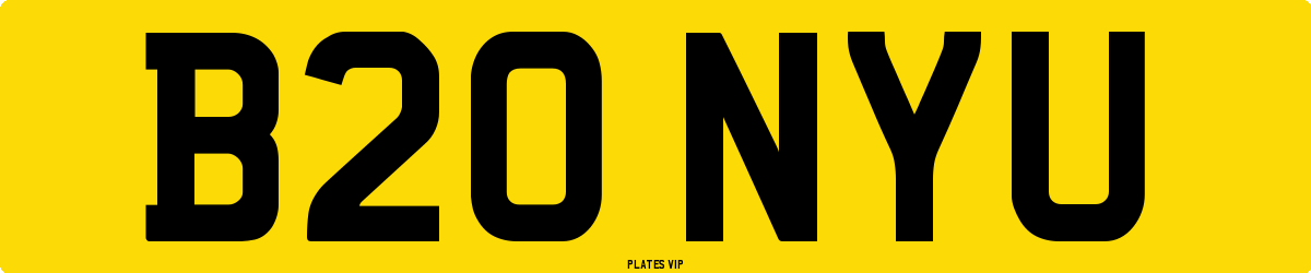 B20 NYU Number Plate