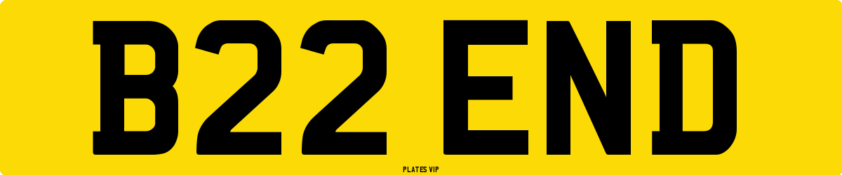 B22 END Number Plate