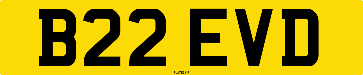 B22 EVD Number Plate