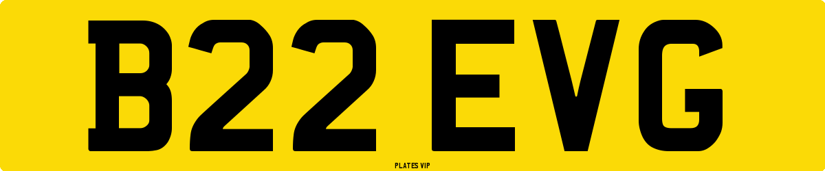 B22 EVG Number Plate
