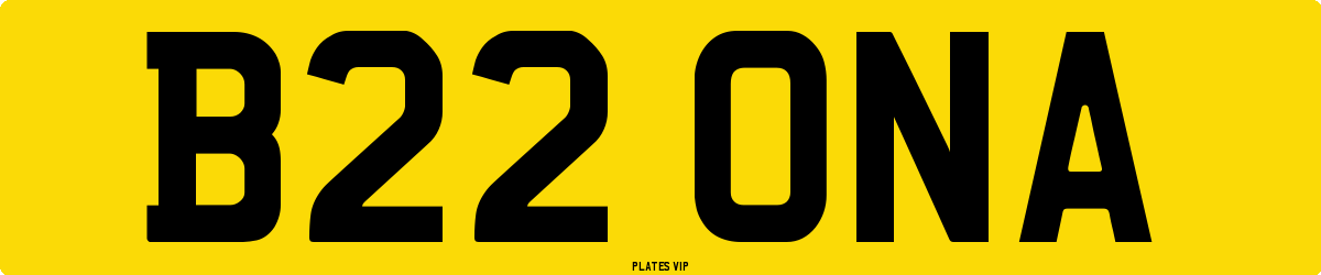 B22 ONA Number Plate