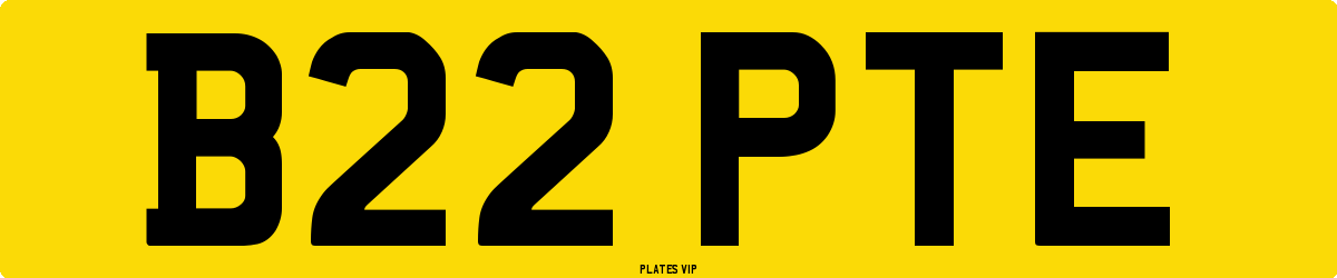 B22 PTE Number Plate