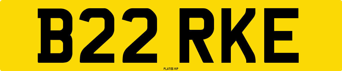 B22 RKE Number Plate