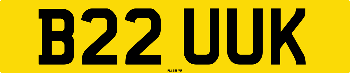 B22 UUK Number Plate