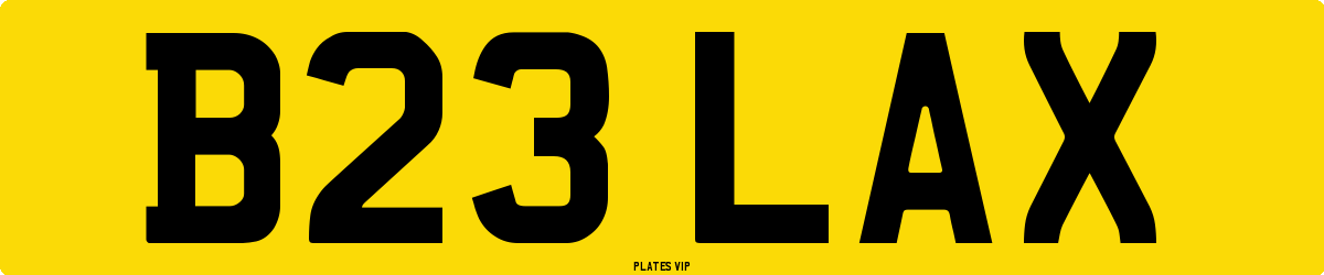 B23 LAX Number Plate