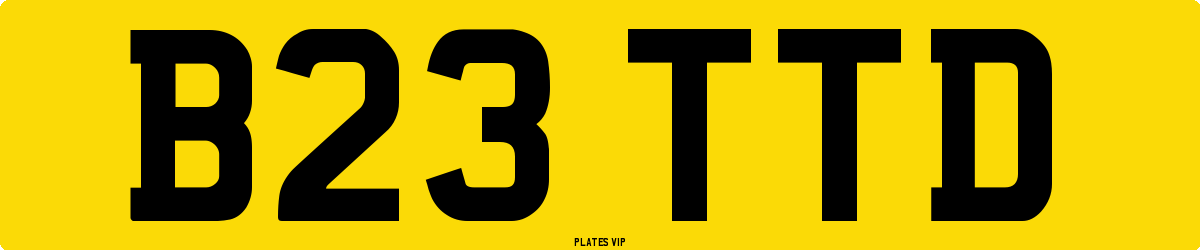 B23 TTD Number Plate