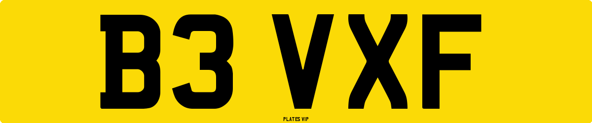 B3 VXF Number Plate