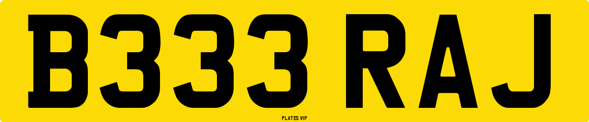 B333 RAJ Number Plate