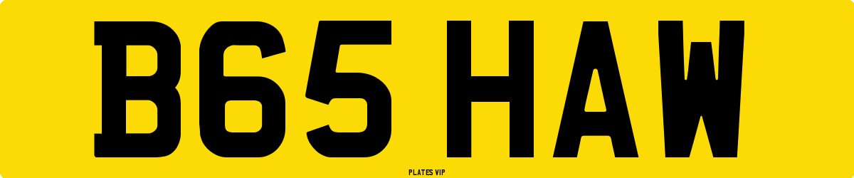 B65 HAW Number Plate