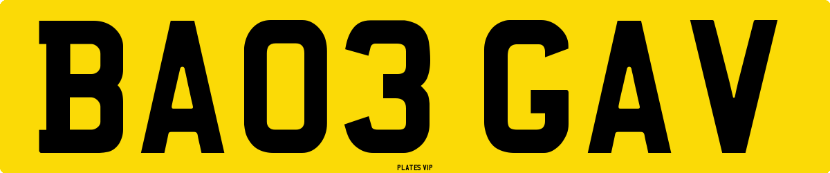 BA03 GAV Number Plate