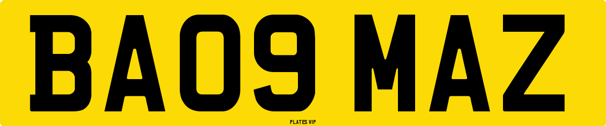 BA09 MAZ Number Plate