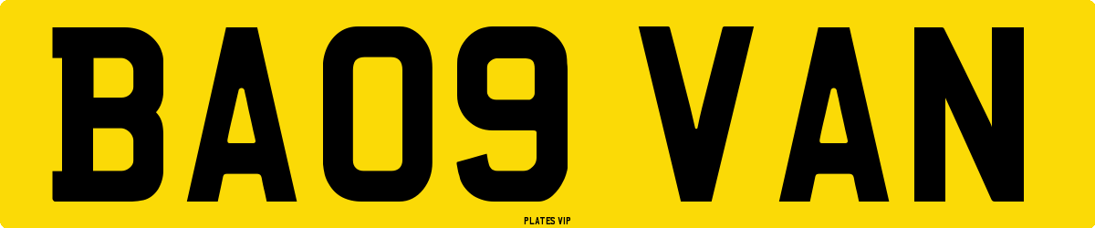 BA09 VAN Number Plate