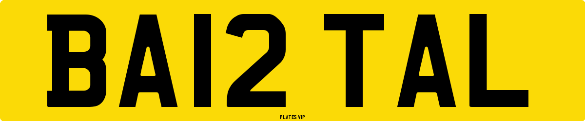 BA12 TAL Number Plate