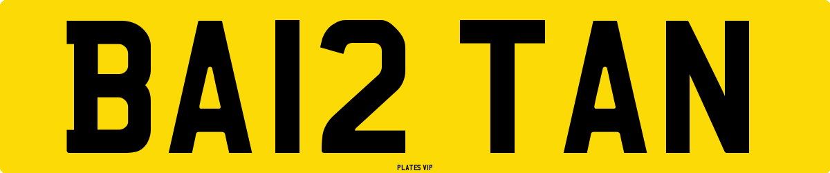 BA12 TAN Number Plate