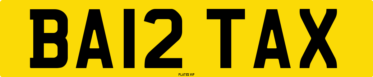 BA12 TAX Number Plate