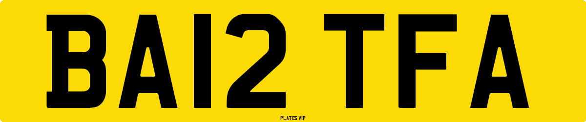 BA12 TFA Number Plate