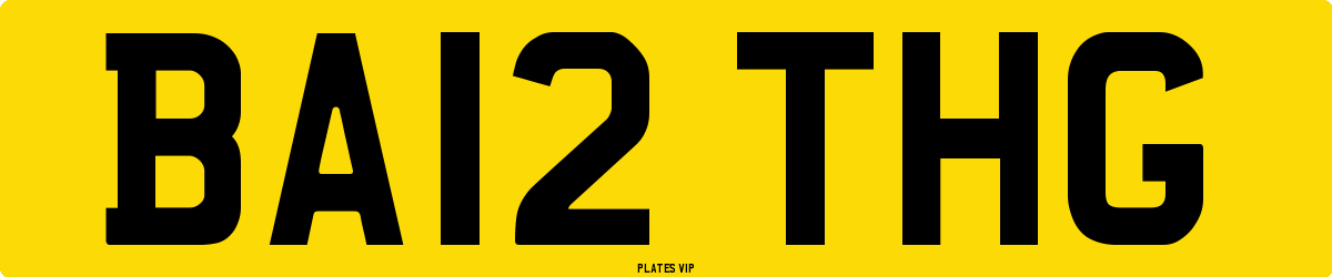 BA12 THG Number Plate