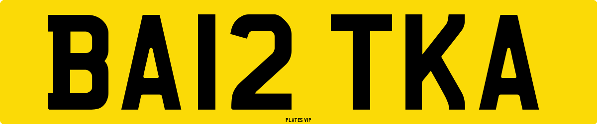 BA12 TKA Number Plate