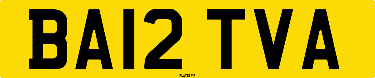 BA12 TVA Number Plate