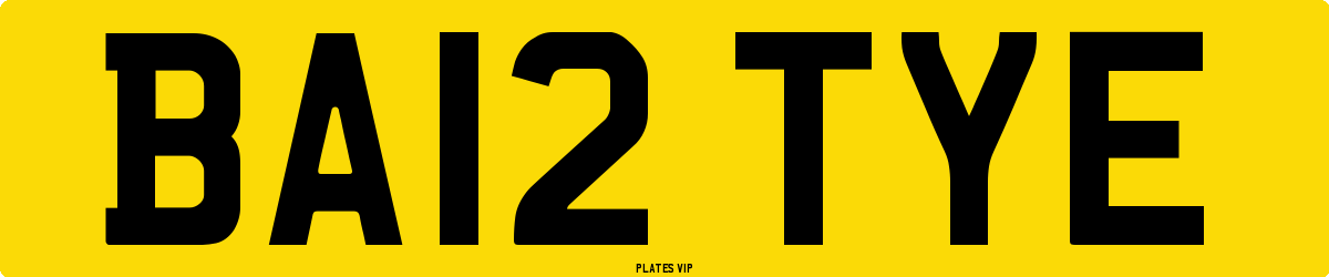BA12 TYE Number Plate