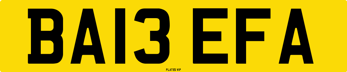 BA13 EFA Number Plate