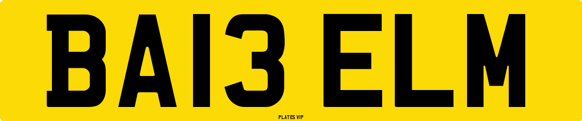 BA13 ELM Number Plate