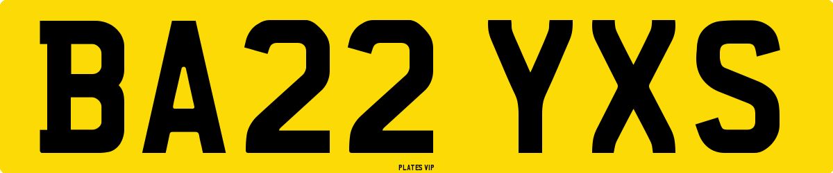 BA22 YXS Number Plate