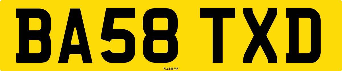 BA58 TXD Number Plate