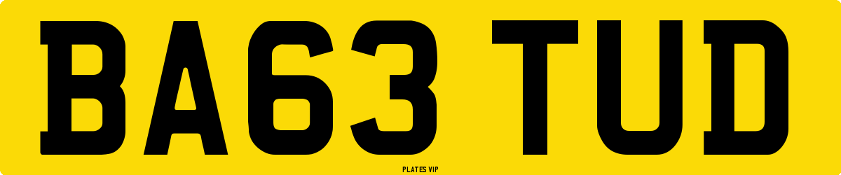 BA63 TUD Number Plate