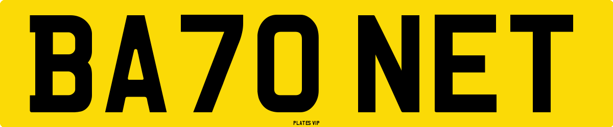 BA70 NET Number Plate