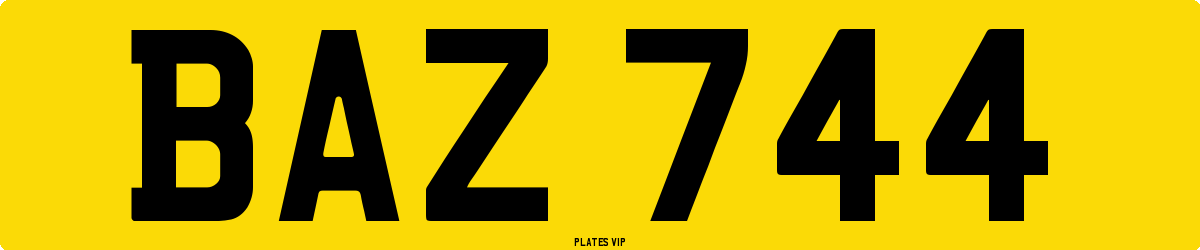 BAZ 744 Number Plate
