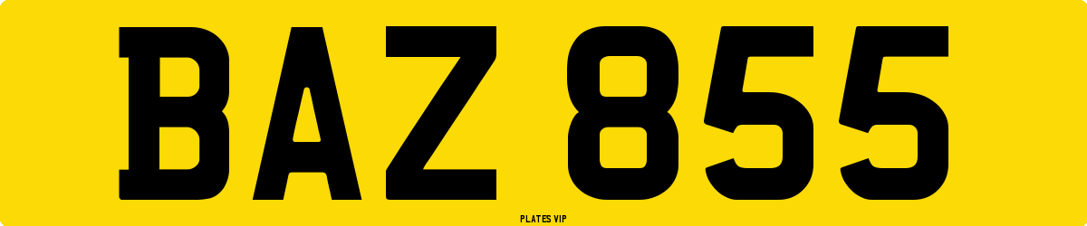 BAZ 855 Number Plate