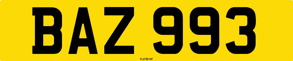 BAZ 993 Number Plate