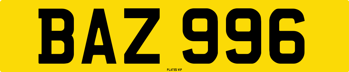 BAZ 996 Number Plate