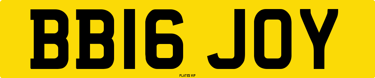 BB16 JOY Number Plate