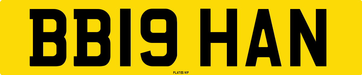BB19 HAN Number Plate