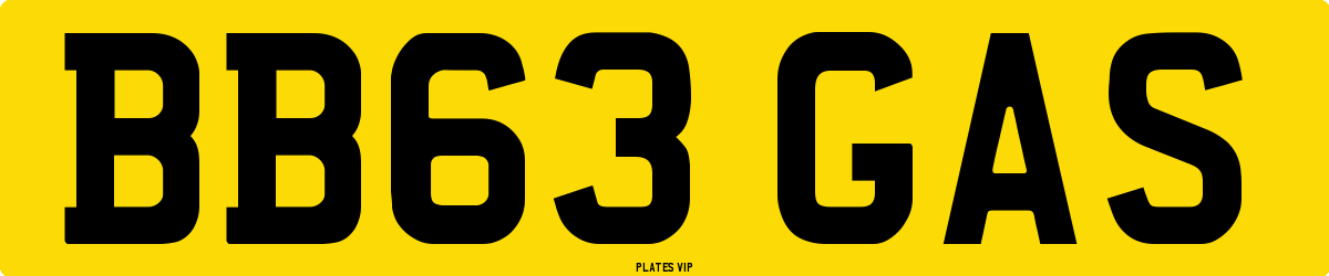 BB63 GAS Number Plate