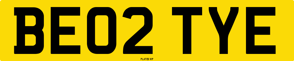BE02 TYE Number Plate