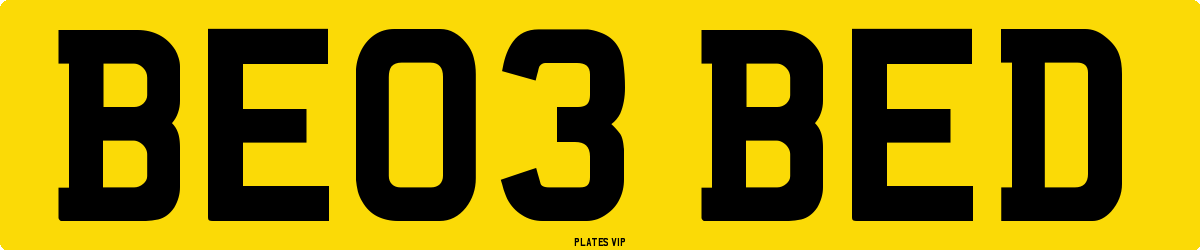 BE03 BED Number Plate