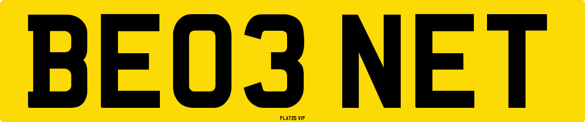 BE03 NET Number Plate