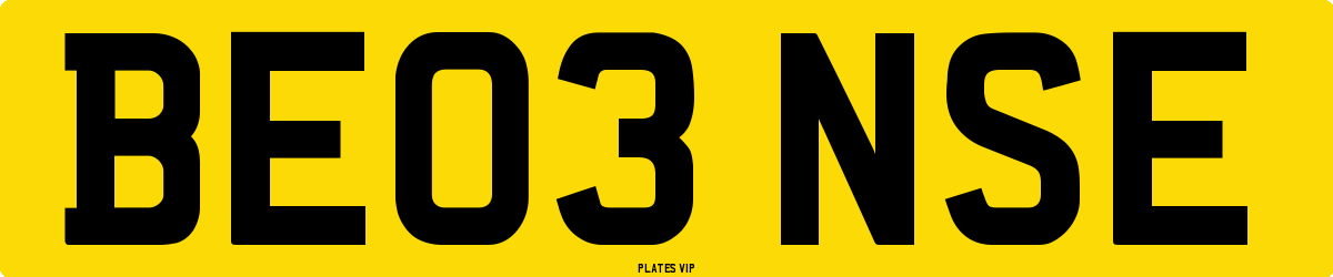 BE03 NSE Number Plate