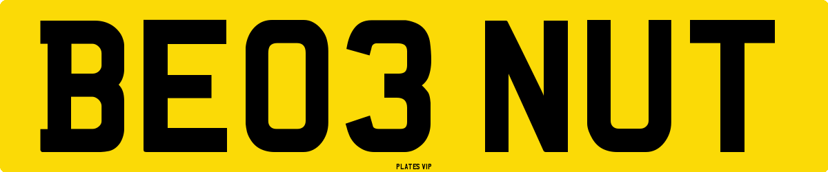 BE03 NUT Number Plate