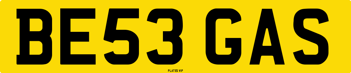 BE53 GAS Number Plate