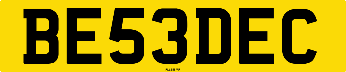 BE53DEC Number Plate