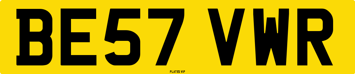 BE57 VWR Number Plate