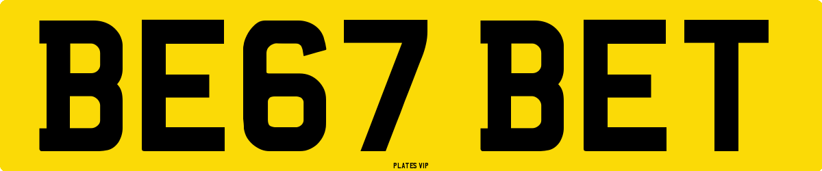 BE67 BET Number Plate